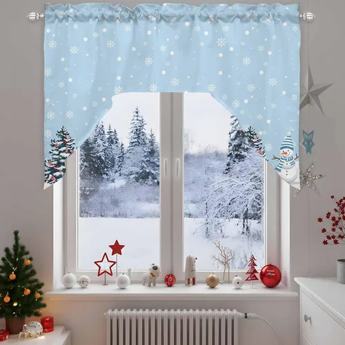 Miniatura 13 de Bonito muñeco de nieve, cenefa de cocina, cenefa con bolsillo para barra, paneles de cortina para dormitorio, sala de estar, baño, cafetería