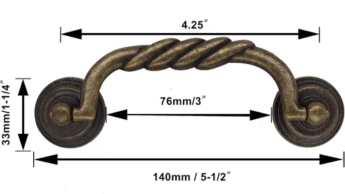 Miniatura 2 de Paquete de 2 tiradores de gabinete vintage de 4.25 pulgadas en tono bronce para puertas, armario, cajón de pecho