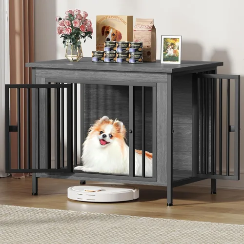 Miniatura 21 de EasyCom Mueble de jaula para perros para 1 o 2 perros, jaulas resistentes para perros individuales/dobles para perros pequeños, medianos y grandes