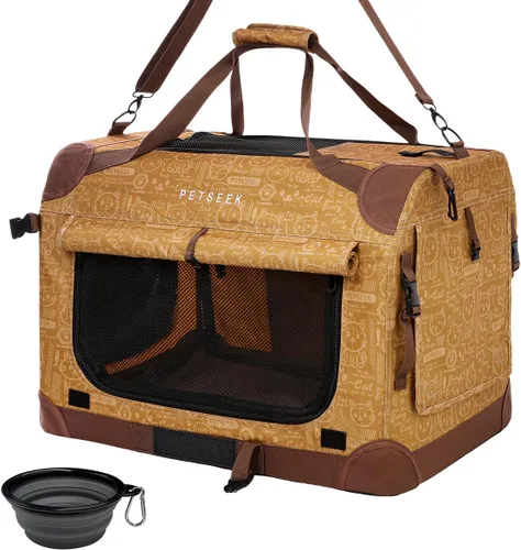 Miniatura 13 de Transportín para gatos extra grande de Petseek con lados blandos, portátil, para perros pequeños, para 2 gatos, 61 cm x 41.9 cm x 40.6 cm, diseño