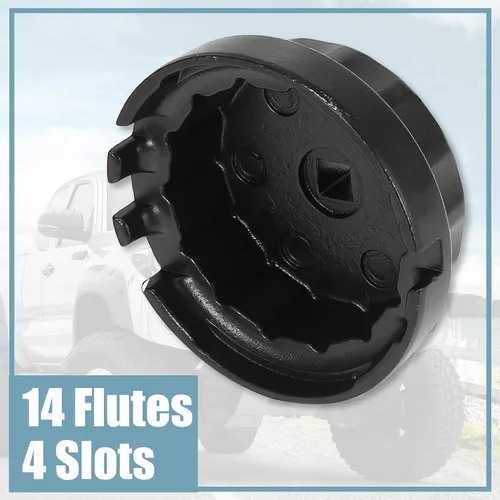 Miniatura 7 de X AUTOHAUX Llave de tapa de filtro de aceite, 14 flautas, 4 ranuras, herramienta de extracción de tapa de filtro de aceite de 2.539 in para Toyota
