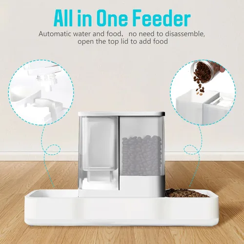 Miniatura 3 de Comedero automático para mascotas pequeñas y dispensador de agua, 2 en 1 por gravedad para gatos, gatos pequeños, medianos y pequeños, juego
