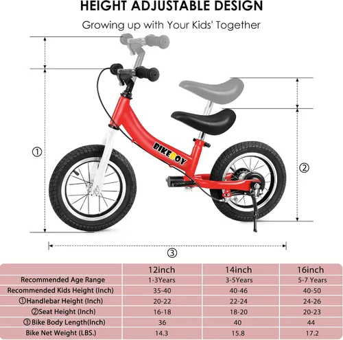 Miniatura 6 de Balance Bike 2 in 1,The Dual Use of a Kids Balance Bike and Toddler Bike, for 2 3 4 5 6 7 Years Old -12 14 16 Inches with Training Theory, Brake