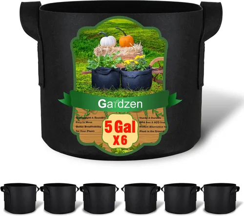 Miniatura 14 de Gardzen - Paquete de 6 bolsas de cultivo de 1 galón, macetas de tela de aireación con asas, macetas de tela resistentes para plantas