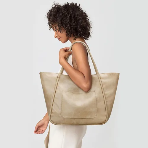 Miniatura 2 de Bolso grande de mano para mujer con cierre de trabajo, cartera de cuero para viajes y bolsos de KKXIU