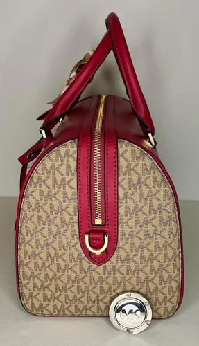 Miniatura 3 de Michael Kors Travel MD - Bolsa de lona con gancho para bolso Michael Kors y bufanda delgada, Rosa Carmín, Duffle