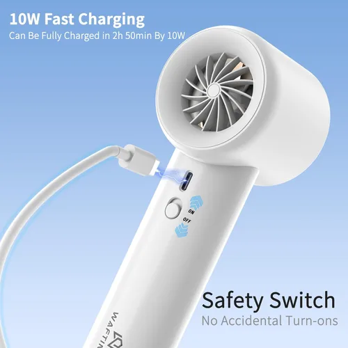 Miniatura 7 de Ventilador de mano portátil, ventilador turbo personal con 1-100 velocidades ajustables, 5000 mAh [15 horas de tiempo de trabajo máximo] recargable