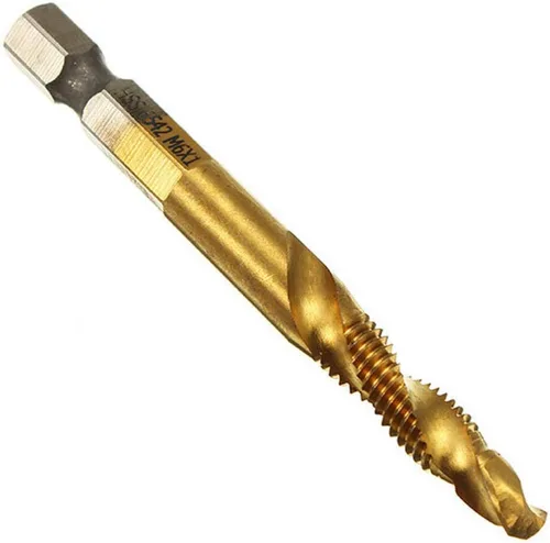 Miniatura 6 de 6 unids combinación 1/4 "hexagonal avellanador broca M3-M10 desbarbar tornillo avellanado HSS hexagonal dorado