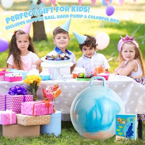Miniatura 5 de Upper Rider Bola de tolva para niños de 3 a 6 años, bola inflable de 15 pulgadas con asa para niños pequeños, juguetes de salto de hippity hop