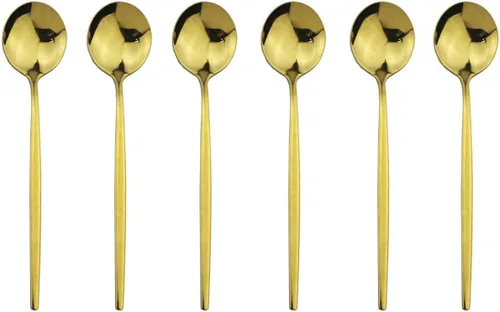 Miniatura 13 de Tenedores de postre real de oro pulido con espejo, tenedores medianos para ensalada, diseño ligero, juego de cubiertos de acero inoxidable para 6