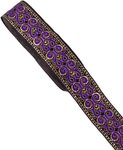 Patrones de palmette - Cinta de tela tejida con flecos para accesorios de ropa, correas de adorno, cinturones, collares de ancho 1.3 pulgadas por