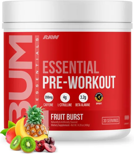 Miniatura 16 de RAW Essential - Polvo preentrenamiento (naranja) - Suplemento deportivo de Chris Bumstead para hombres y mujeres - Polvo energético preentrenamiento