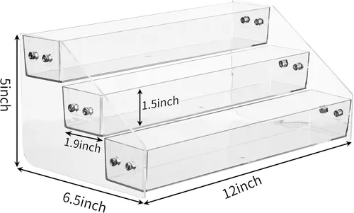 Miniatura 3 de Estante de especias acrílico, estante de especias escalonado, organizador de condimentos para encimera, gabinete, despensa, almacenamiento
