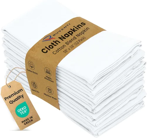 Miniatura 25 de Ruvanti - Juego de 4 servilletas de tela de 45x45 centímetros, lavables, suaves, duraderas, absorbentes, mezcla de algodón. Servilletas de mesa