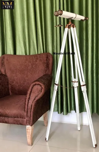 Miniatura 5 de Piso de pie Almirante Bronceado con prismáticos de cuero blanco, 62