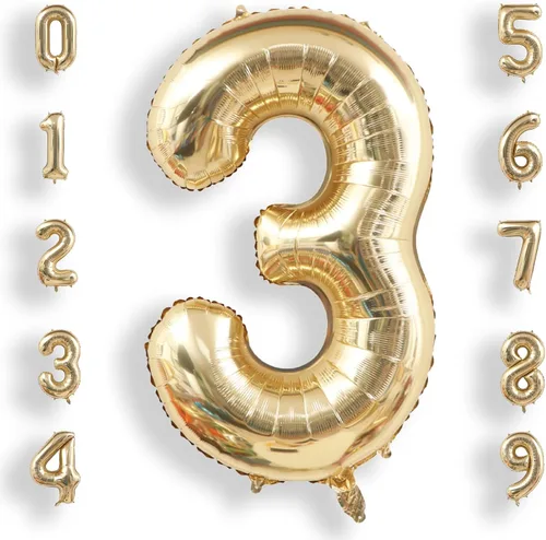 Miniatura 57 de AULE Globos grandes de 40 pulgadas, número 0, negros, grandes, de papel de aluminio, globos de número de helio 0-9, gigantes, jumbo, felices