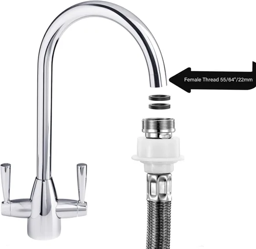 Miniatura 5 de Manguera de lavadora de acero inoxidable con conexión rápida, conexión de entrada de agua portátil y línea de suministro, (codo de 90 grados)