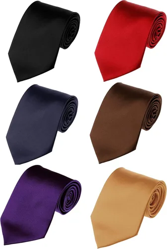 Miniatura 32 de WeiShang Lote de 6 corbatas clásicas de seda para hombre, corbatas tejidas jacquard