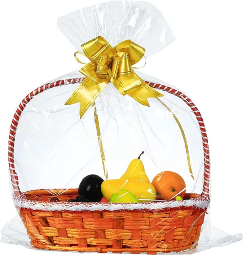 Paquete de 100 bolsas grandes de celofán de 24 x 30 pulgadas, bolsas de regalo de celofán transparente, extra grandes de 2.3 mil, bolsas de celofán
