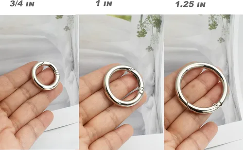 Miniatura 3 de 10 mosquetones redondos pequeños de 1 pulgada (0.984 in), ganchos de metal con resorte de resorte, accesorios de bricolaje para llaveros, bolsas