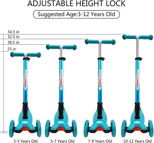 Miniatura 2 de ChromeWheels Patinetes Plegables para Niños, Patinete Deluxe con 4 Alturas Ajustables, Límite de Peso 132 libras, 3 Ruedas, Inclínate para Dirigir