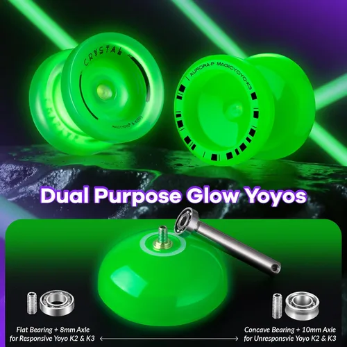 Miniatura 5 de MAGICYOYO Fingerspin - Yoyo que brilla en la oscuridad, Yoyo de doble propósito sensible y no sensible para niños de 8 a 12 años, yoyos
