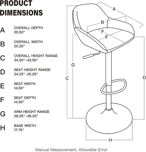 Miniatura 7 de Glitzhome Taburete de bar giratorio, taburetes de bar ajustables con soporte trasero y reposapiés, silla de bar tapizada de piel sintética