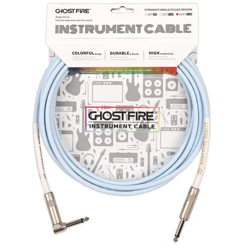 GHOSTFIRE Cable de instrumento de ángulo recto de 18.6 pies y 1/4 de pulgada de alto rendimiento para guitarra eléctrica, bajo y audio profesional