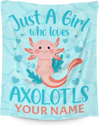 Miniatura 19 de Axolotl - Manta de regalo de 40 x 50 pulgadas para niñas, manta suave y mullida azul para cama, sofá y sala de estar Axolotl1-1