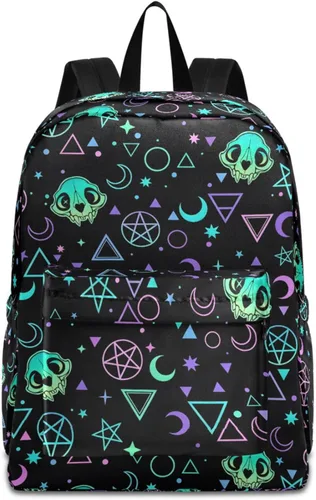 Miniatura 14 de MNSRUU Mochila para estudiantes para la escuela, Halloween, mochila luminosa de murciélagos para laptop, mochila estética para niñas, niños, mochila