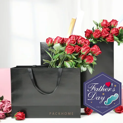 Miniatura 3 de PACKHOME 10 bolsas de regalo grandes de 14.5 x 5 x 10.5 pulgadas, bolsas de regalo negras de alta calidad con asas para regalar