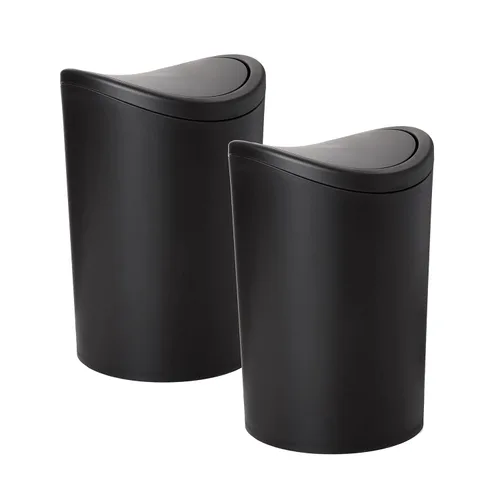 Miniatura 14 de Superio MIni - Bote de basura para baño con tapa, cubo de basura mini gris moderno con tapa abatible (1 1/2 galones, 6 litros) bote de basura