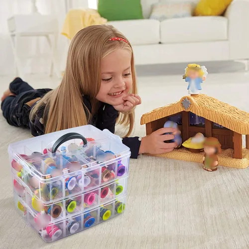 Miniatura 6 de Estuche Xuerdon compatible con figuras de coleccionista Fisher-Price Little People, organizador de almacenamiento de juguetes para Disney Frozen