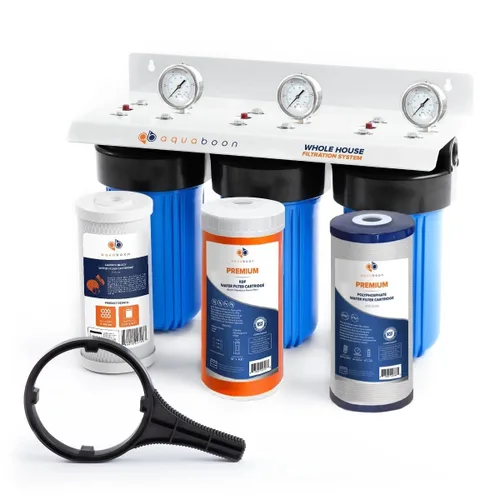 Miniatura 19 de Aquaboon Sistema de filtro de agua de 2 etapas para toda la casa con 5 micrones, 10 x 4.5, antiincrustación, purificación de agua de sedimentos