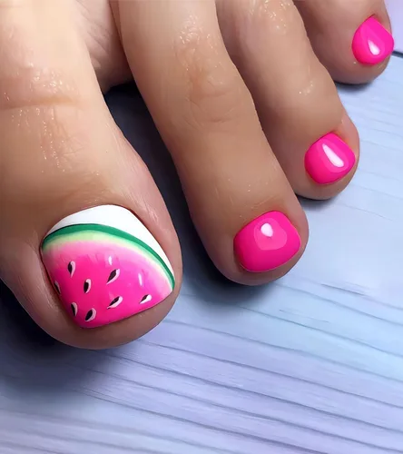 Miniatura 8 de Uñas postizas a presión para los dedos, color rosa intenso, color sólido, para verano, uñas postizas, kit de pedicura para mujeres, 28 piezas