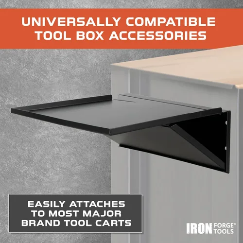 Miniatura 4 de Iron Forge Tools Estante lateral universal para caja de herramientas – 16 x 12 pulgadas. Accesorios para carrito de herramientas plegable Bandeja