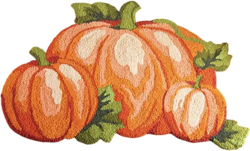 Miniatura 3 de Alfombra de calabaza de Acción de Gracias, 31 x 22 pulgadas, antideslizante, lavable, tapete de bienvenida de otoño, bonito tapete de otoño
