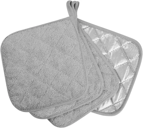 Miniatura 12 de meioro Paquete de 4 agarraderas para cocina resistentes al calor, almohadillas calientes 100% algodón, juego de soportes acolchados para ollas Rojo