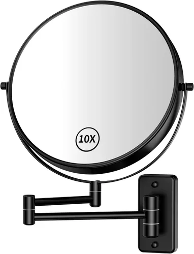 Miniatura 10 de Gospire Espejo iluminado montado en la pared de 9", con aumento 1X/10X, espejo de baño LED de doble cara, 3 luces de color y atenuación sin Dorado