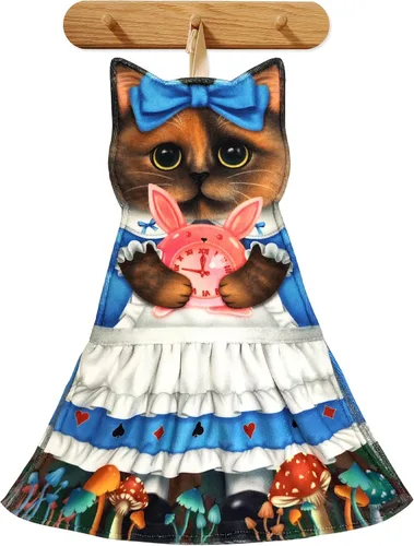 Miniatura 17 de PAT JUUMG - Toallas graciosas de mano con forma de gato para decoración de baño y cocina, toallas decorativas colgantes para la cara, súper