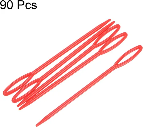 Miniatura 3 de HARFINGTON 90 agujas de coser de plástico, 3.5 in de longitud, agujas romas grandes para coser artesanías hechas a mano, nociones de costura