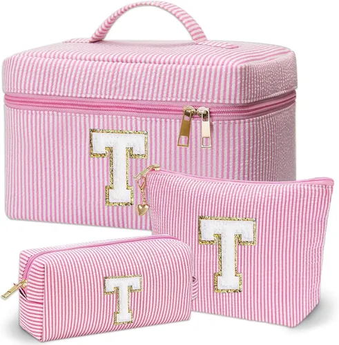Miniatura 40 de Bolsa de maquillaje Adoryoung 3 piezas rosa+azul, Azul, A