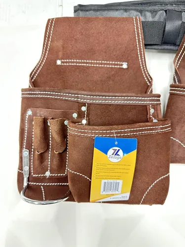 Miniatura 2 de Zeluga 20-119 11 Pocket Rigger Kit de bolsa de herramientas de cuero resistente, marrón