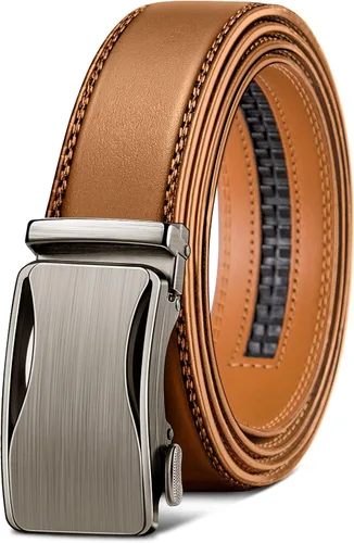 Miniatura 24 de BULLIANT - Cinturón de trinquete para hombre, cinturón de cuero deslizante ajustable para regalo, para vestido casual de hombre, 1 3/8