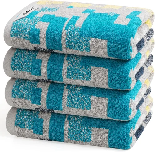 Miniatura 15 de SEMAXE Paquete de 12 toallas de mano para baño, toallas 100% algodón con bucles para colgar, suaves y altamente absorbentes, juego de toallas