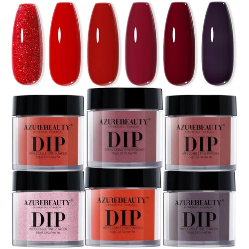 Miniatura 16 de AzureBeauty Juego de uñas en polvo de inmersión, 6 colores marrón nude, tonos de piel, polvo de inmersión natural, arte de uñas francés, salón