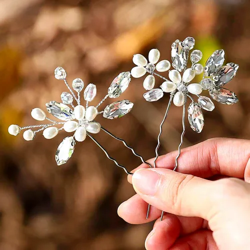 Miniatura 2 de JAKAWIN - Pinzas decorativas para el cabello de boda, accesorios para el cabello Dama de honor plata oro rosa pieza updo para mujer