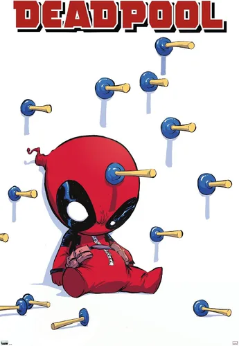 Miniatura 13 de Trends International Marvel Comics Deadpool - Póster de pared de dardos, 22.375 x 34 pulgadas, paquete de impresión premium y colgador negro