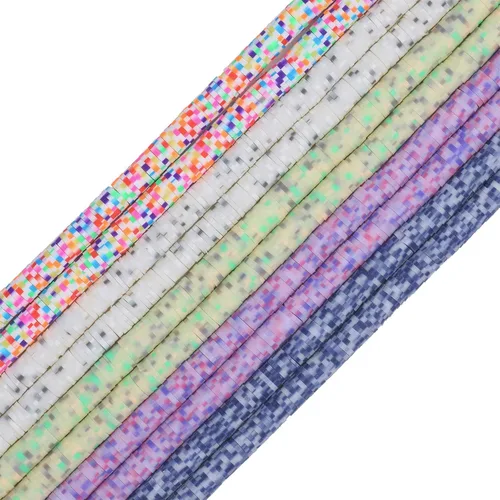 Miniatura 7 de Coiris - Cuentas de vinilo heishi ecológicas hechas a mano, de polímero/arcilla, de 6 mm. Cuentas espaciadoras para collar, pulsera aretes, joyería