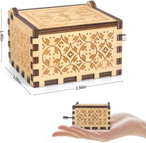 Miniatura 4 de Caja de música de manivela grabada, caja de música